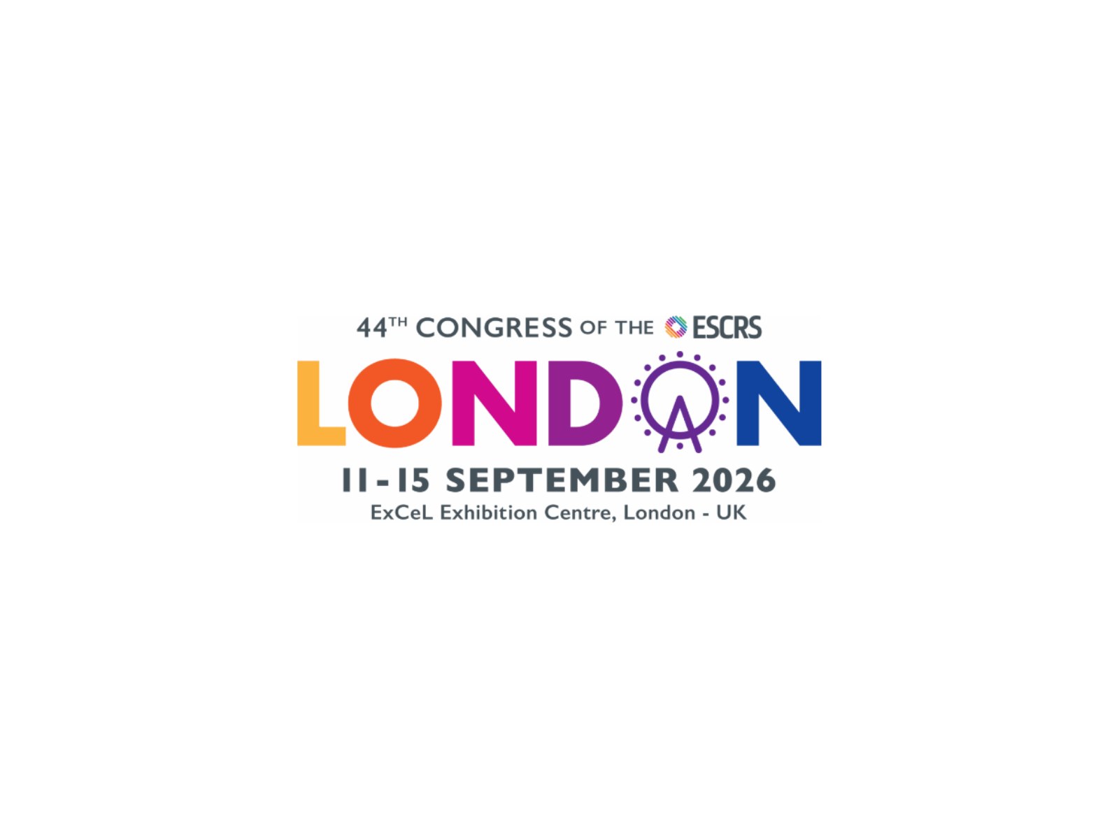 Logo du 44ᵉ congrès de l’ESCRS, Londres, 11-15 septembre 2026